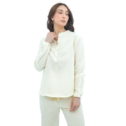 Linen Ban Collar Blouse