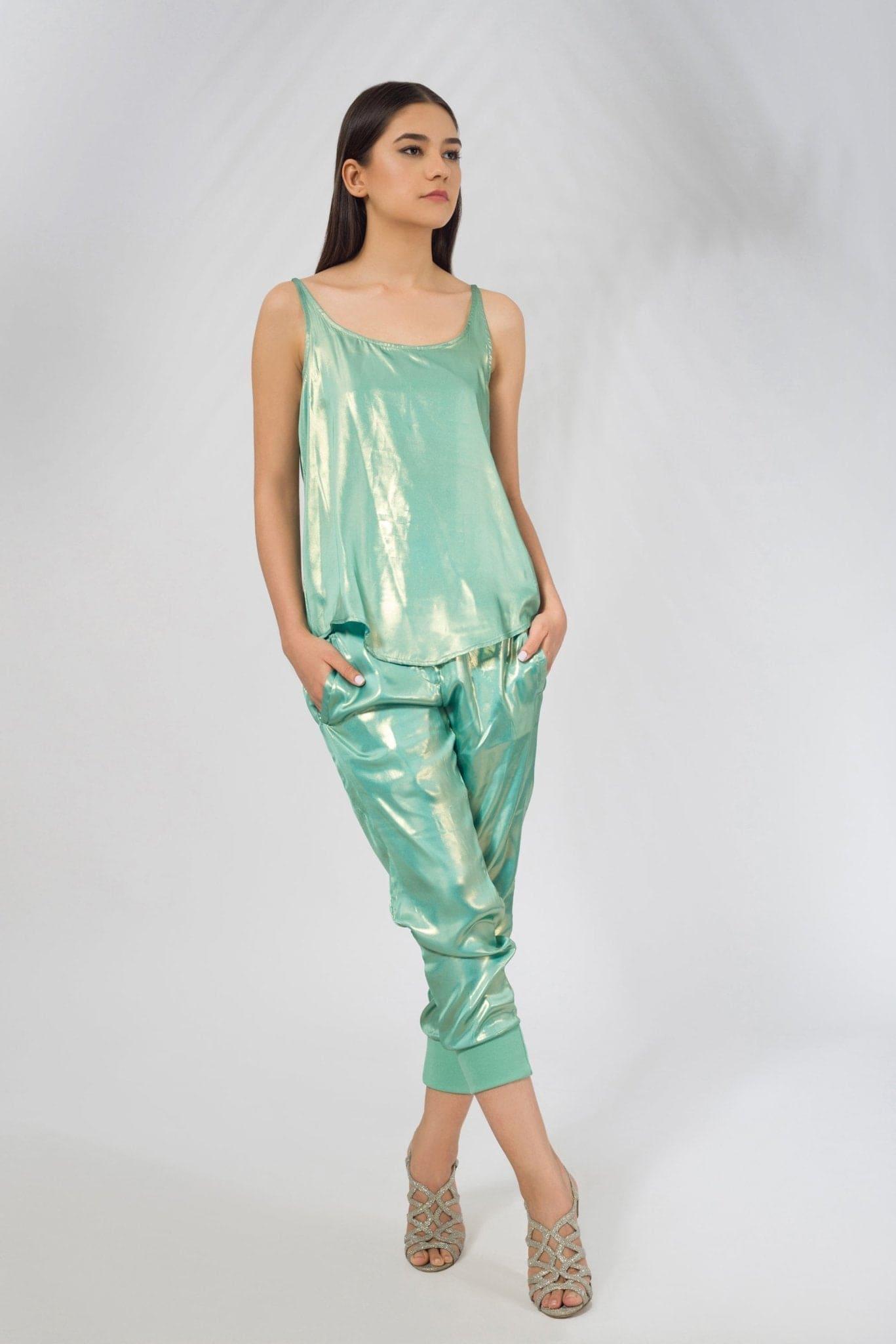 Drawstring Pant in Georgette Lame - Deen & Keenu