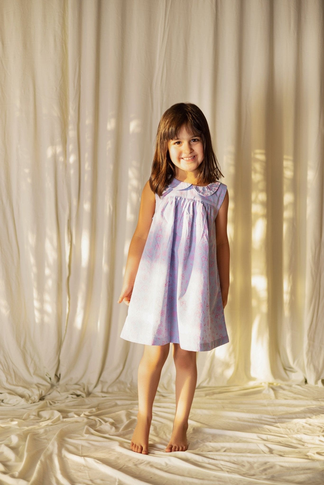 Kids Girl Collared Seersucker Sleeveless Top Deen Keenu
