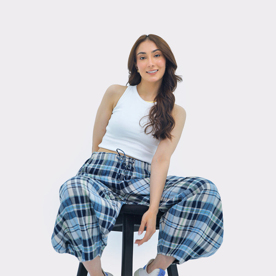 Plaid Balloon Fit Trouser