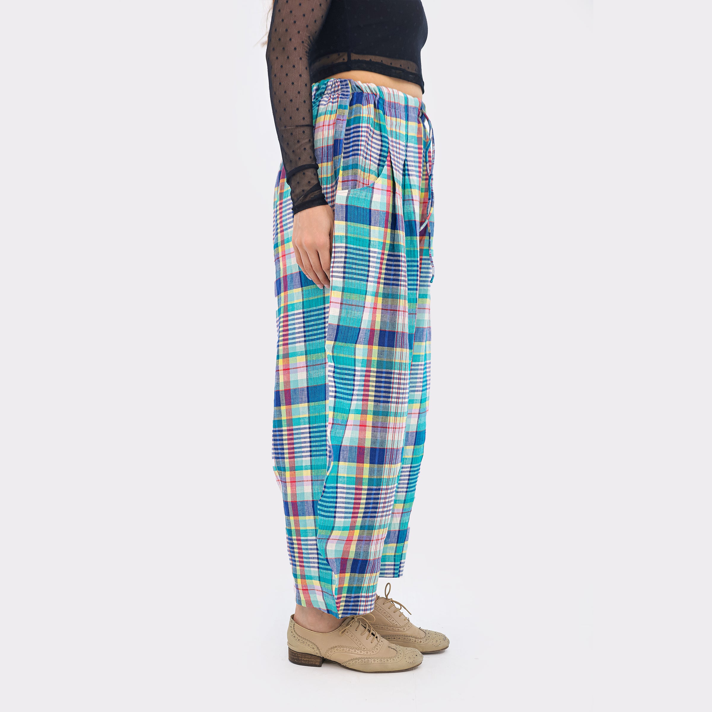 Plaid Balloon Fit Trouser