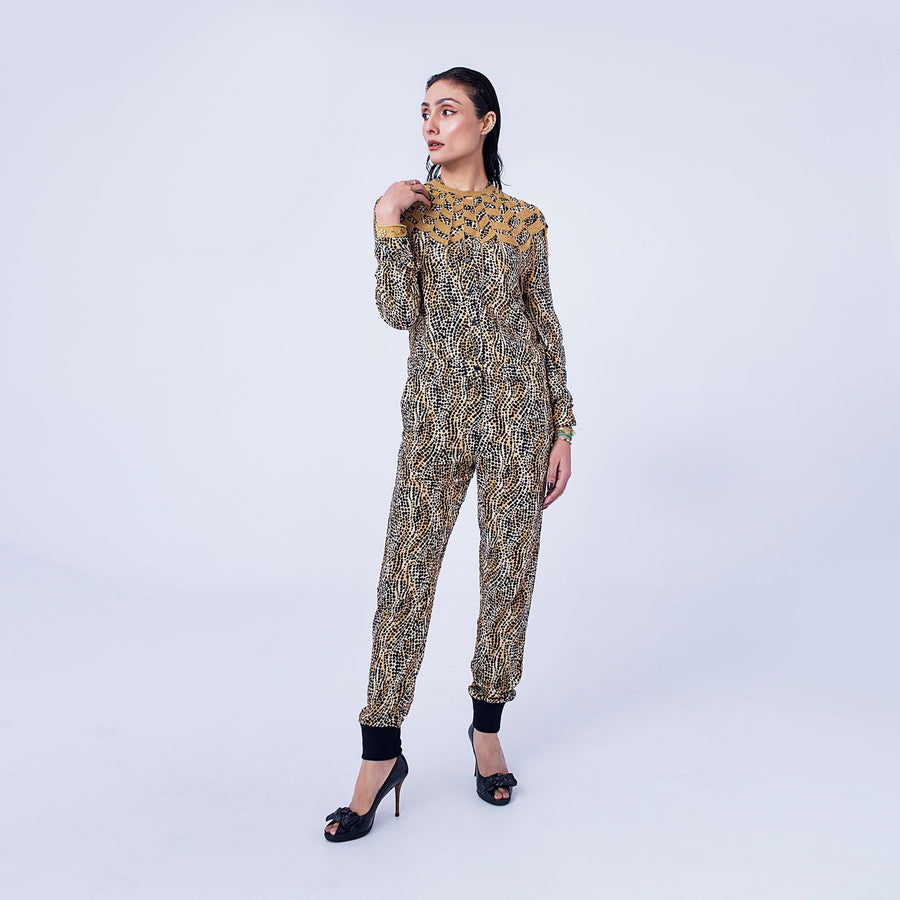 Leopard Print Long Sleeves Jumpsuit - Deen & Keenu