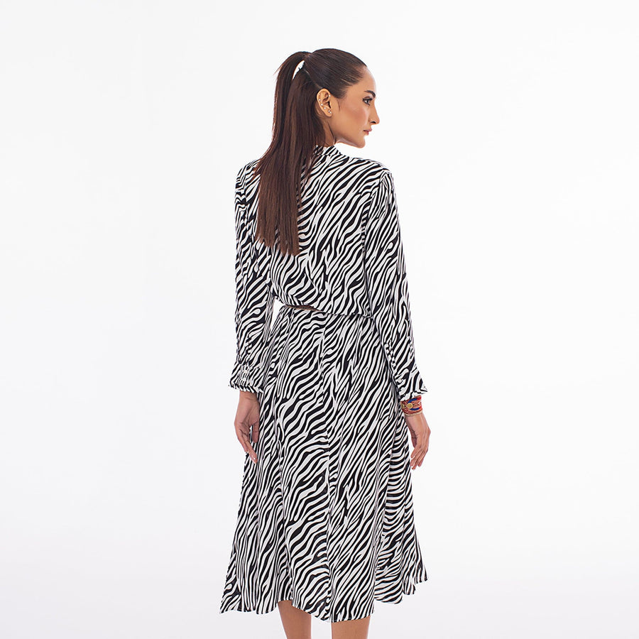 Zebra Print Maxi Long Dress
