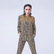 Leopard Print Long Sleeves Jumpsuit - Deen & Keenu