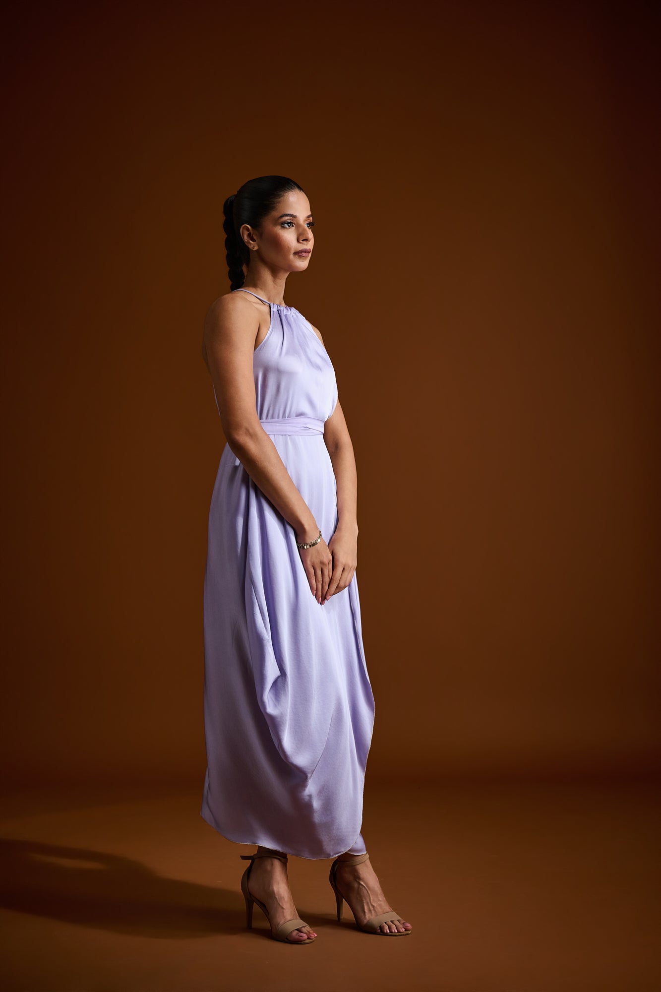 Midi Halter Dress in Silk