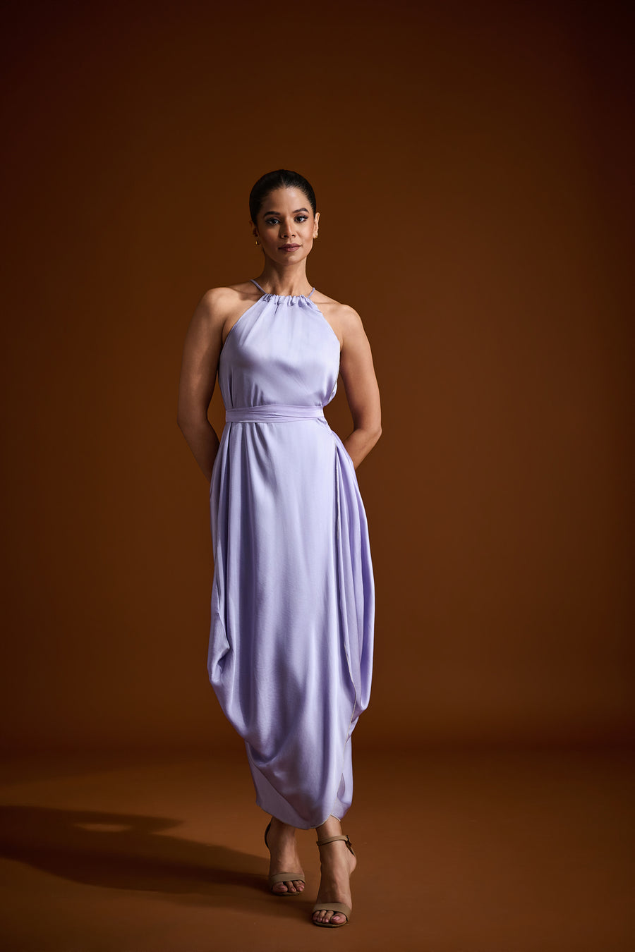 Midi Halter Dress in Silk