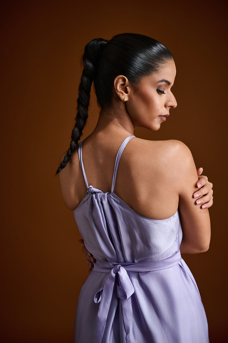 Midi Halter Dress in Silk