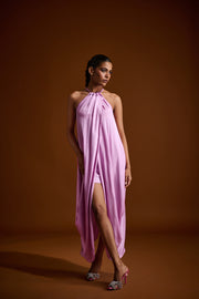 Midi Halter Dress in Silk