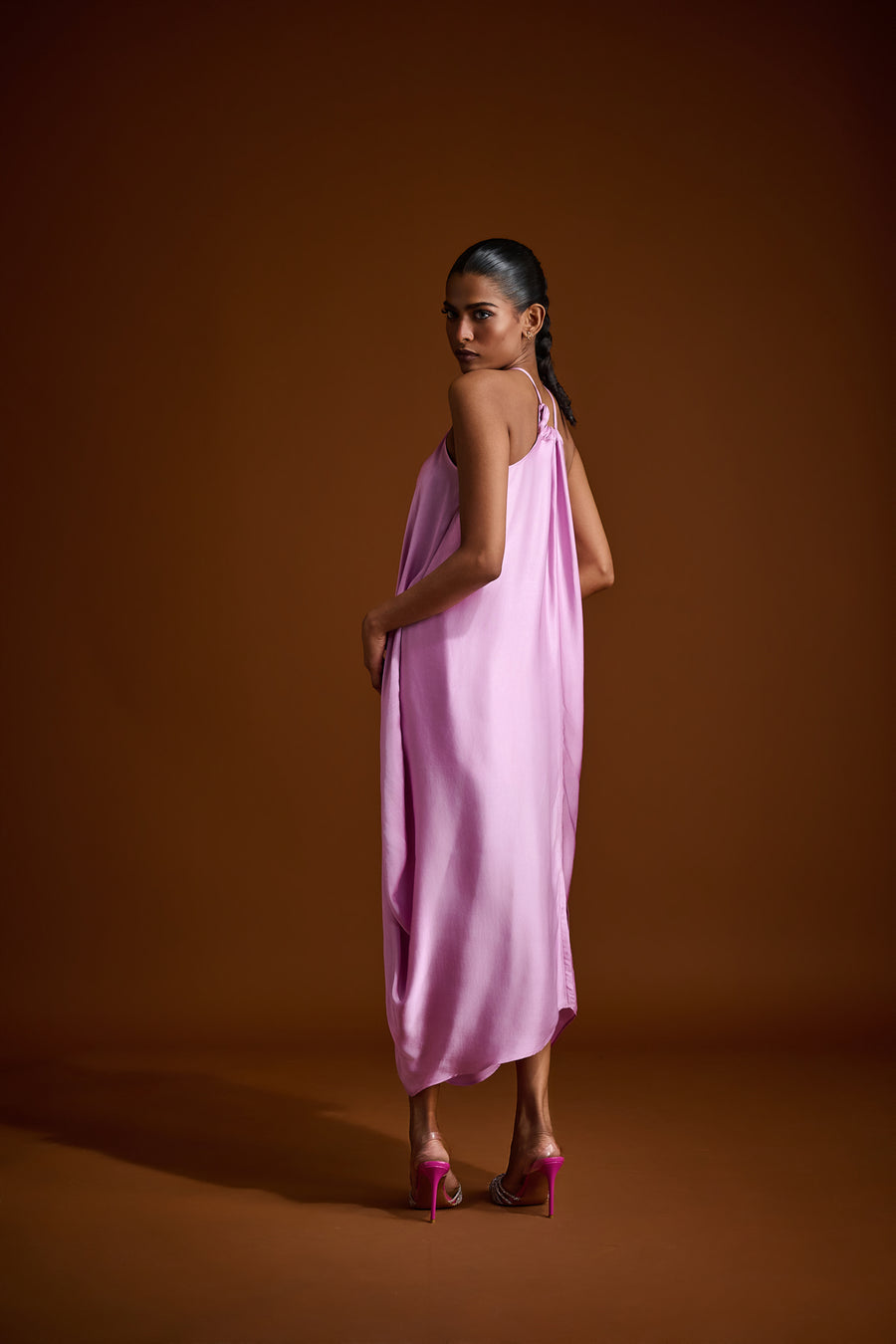 Midi Halter Dress in Silk