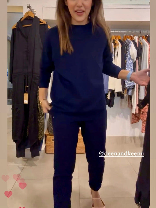 Indigo Cotton Sweat Shirt and Pant Set