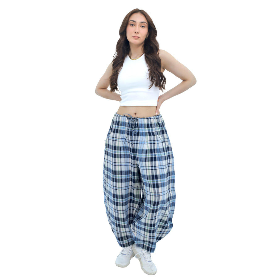 Plaid Balloon Leg Trouser