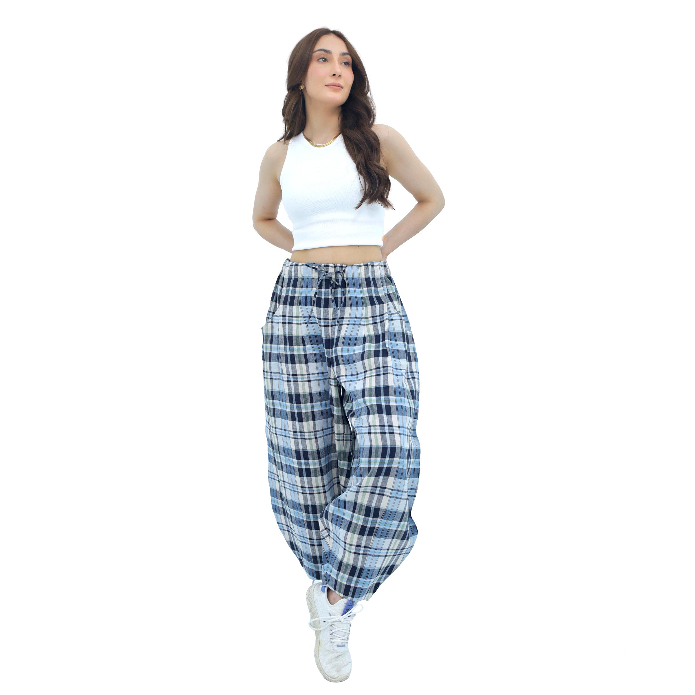 Plaid Balloon Leg Trouser