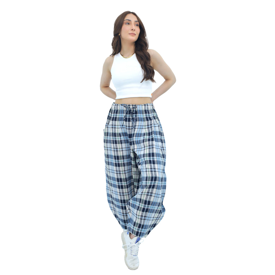 Plaid Balloon Leg Trouser