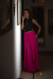 Pink Silk Palazzo Flared Trouser