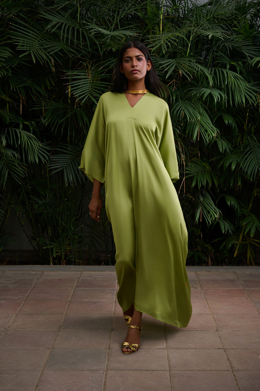 Draped Kaftan with Jewel Tassels