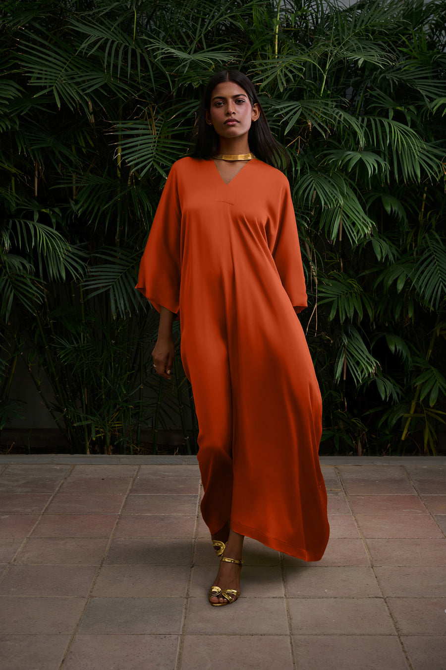 Draped Kaftan with Jewel Tassels