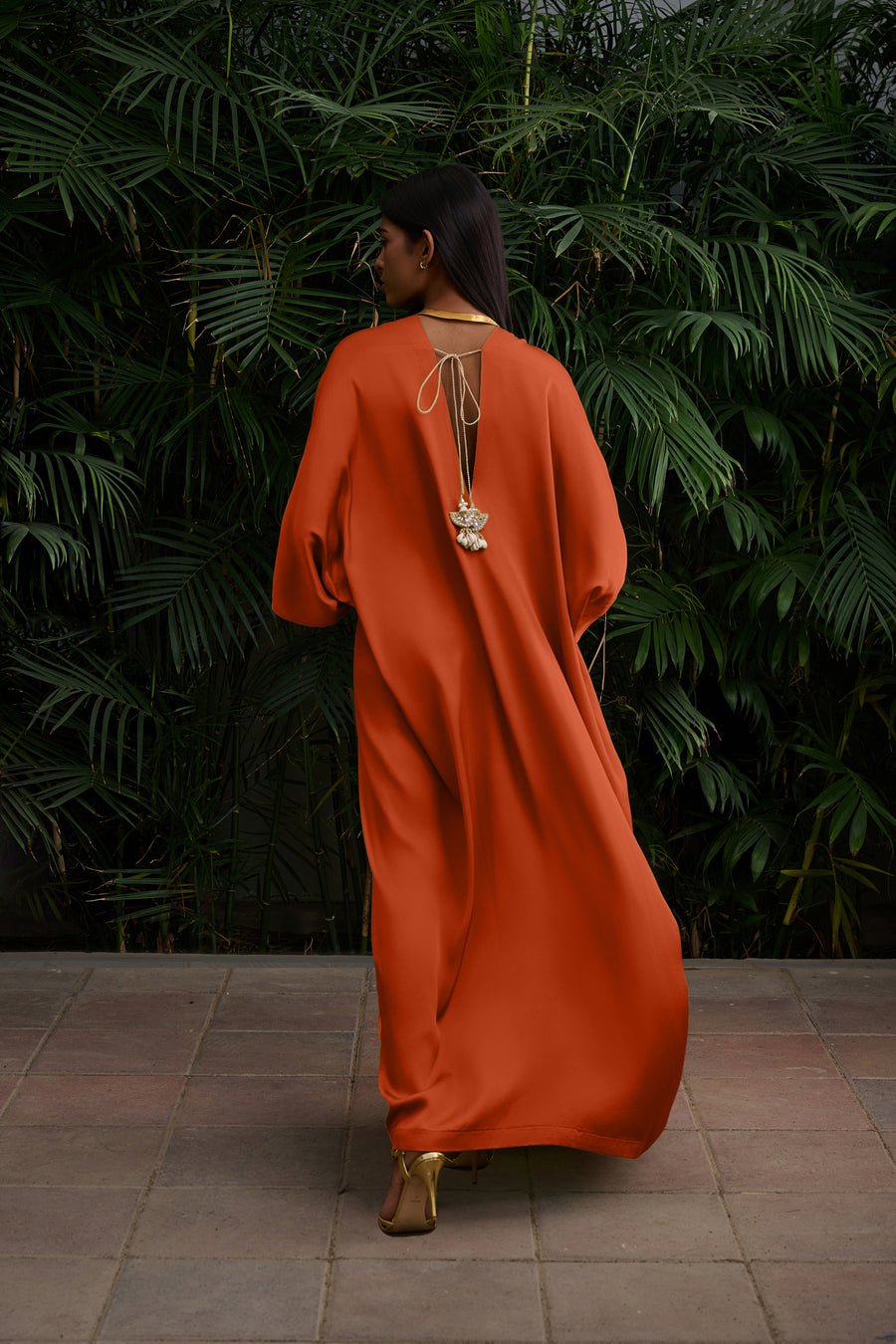 Draped Kaftan with Jewel Tassels