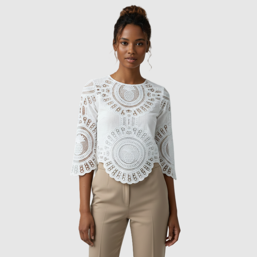 Linen Embroidered Top