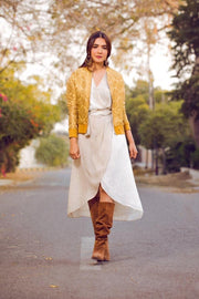 Banarasi Bomber Jacket in Champagne - Deen & Keenu