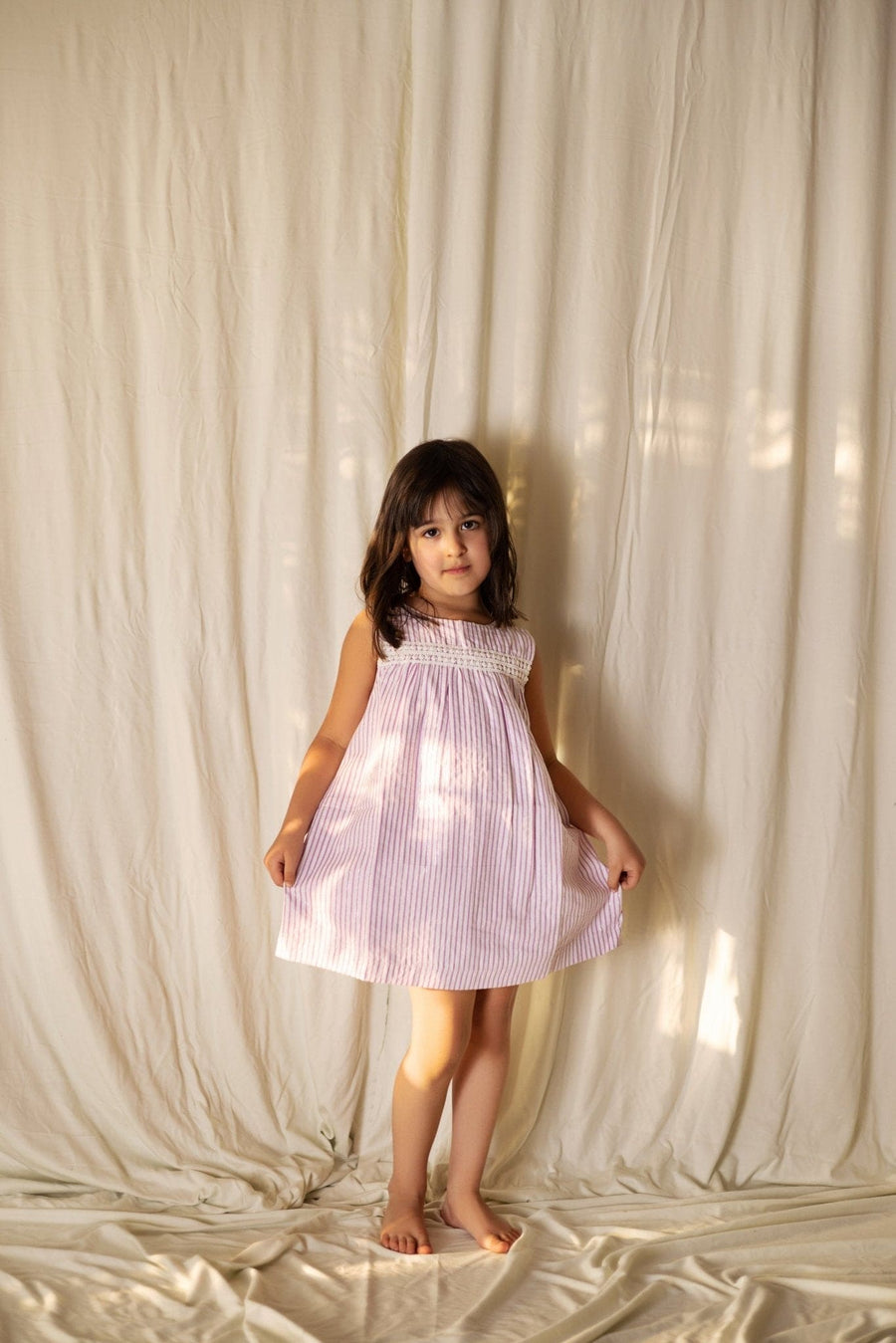 Kids Girl Sleeve Less Frock with Lace at Chest - Deen & Keenu
