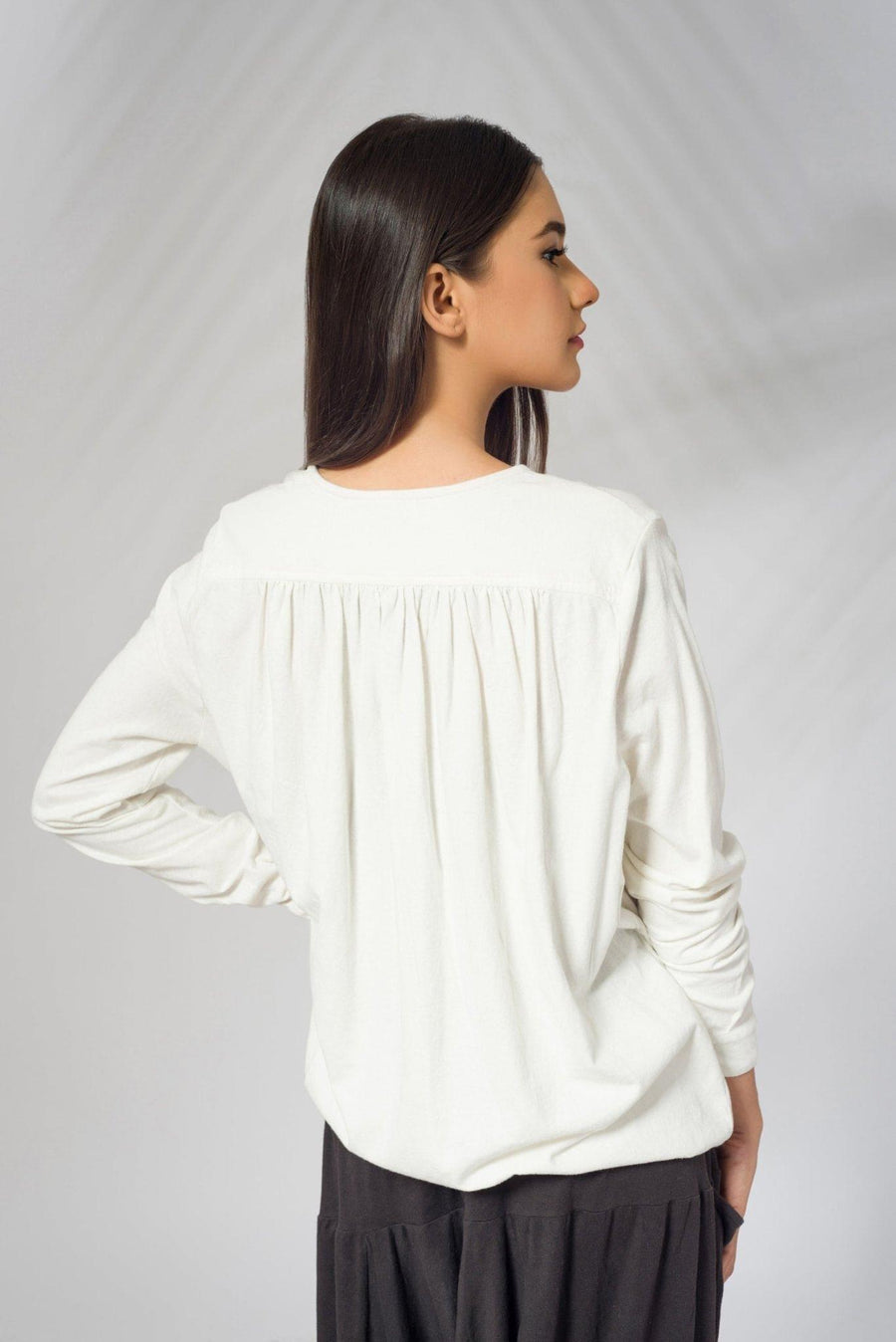 Long Sleeve Top with Corded Neckline - Deen & Keenu