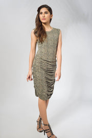 Ruched Knit Dress in Leopard Print - Deen & Keenu