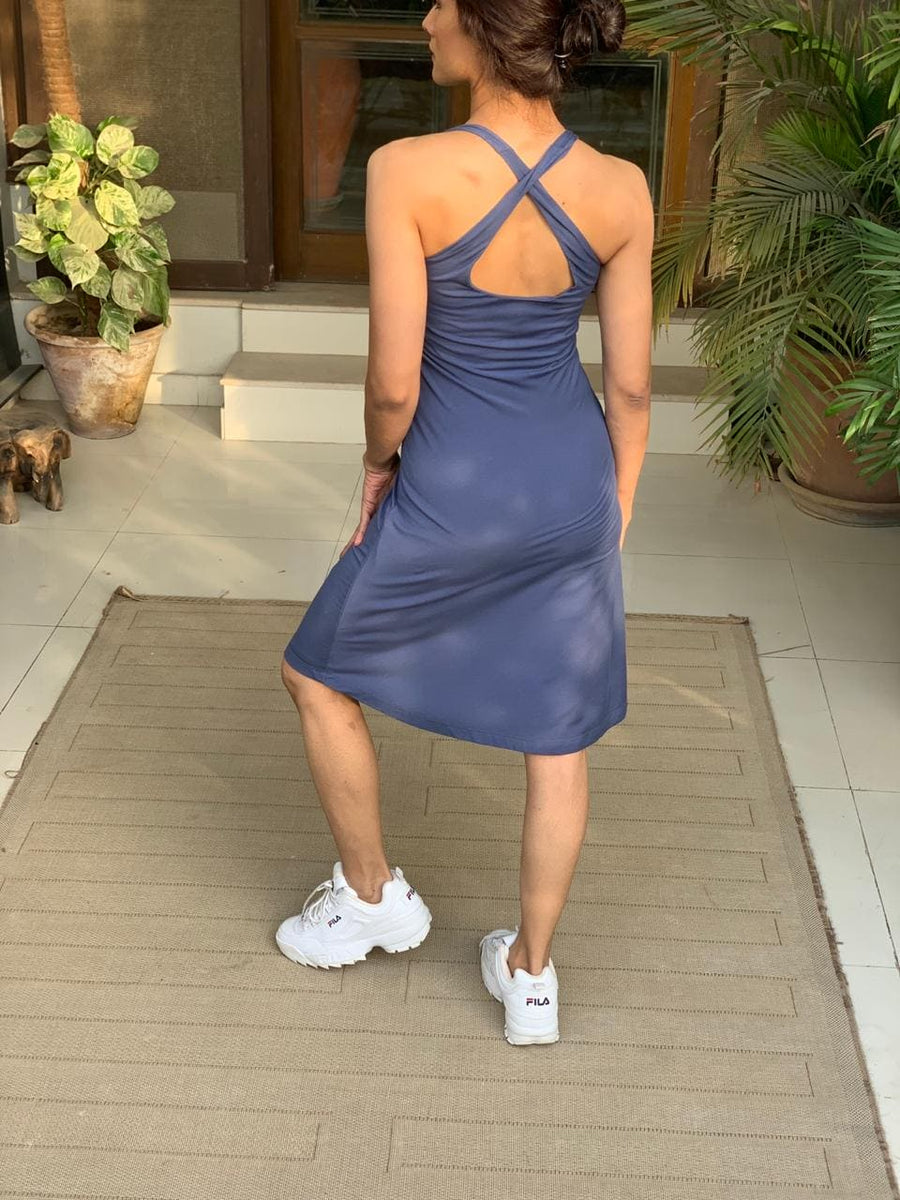 Double Layer Indigo Knit Dress - Deen & Keenu