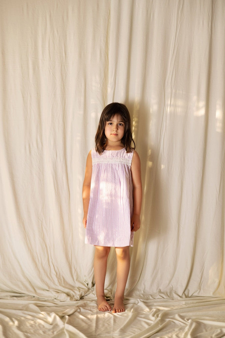 Kids Girl Sleeve Less Frock with Lace at Chest - Deen & Keenu
