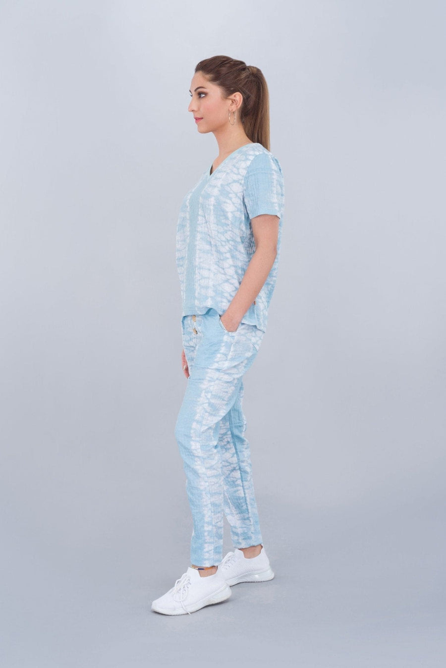 Printed Woven Tee in Cloud Print - Deen & Keenu