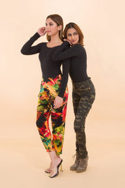 Silk Charmeuse Pant in Fiery Sunset Print - Deen & Keenu