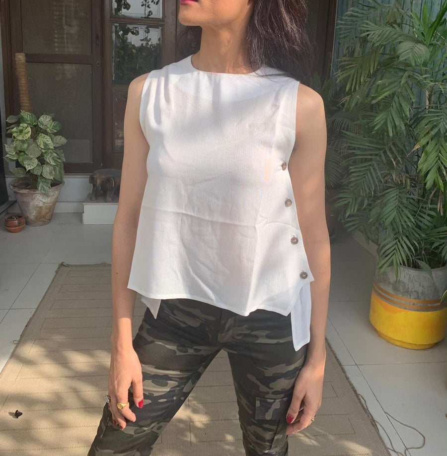 Sleeveless Top with Side Buttons - Deen & Keenu