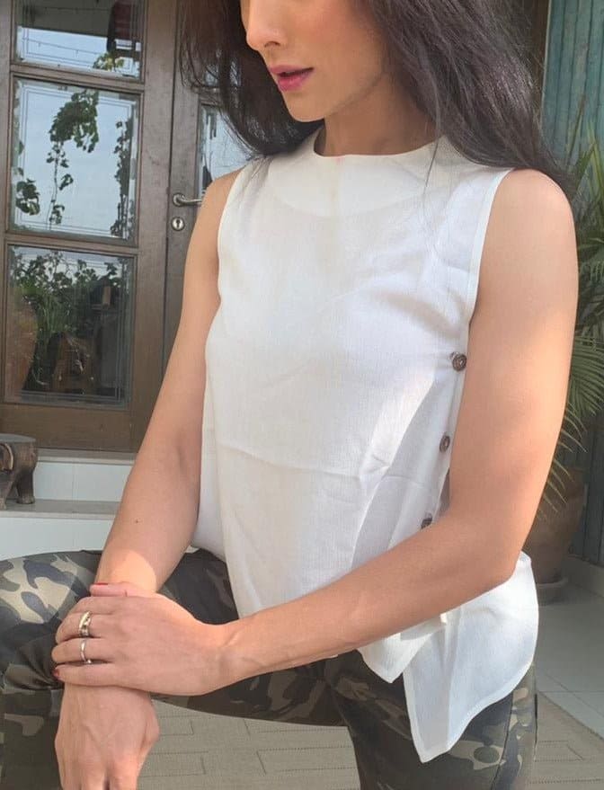 Sleeveless Top with Side Buttons - Deen & Keenu