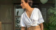 Twisted Front Crop Top with Wide Sleeves - Deen & Keenu