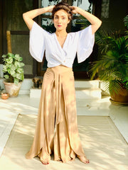 Twisted Front Crop Top with Wide Sleeves - Deen & Keenu